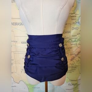 Cocoship High-Waisted Navy Blue Sailor Swimsuit Bottos Size 6